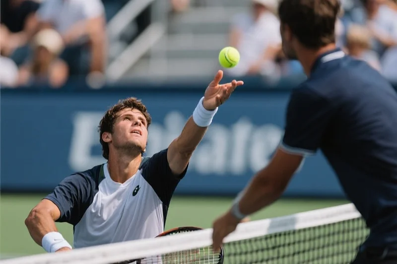 网球运动员发球瞬间